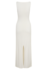 Boston Boat Neck Sleeveless Midi Dress - Ivory