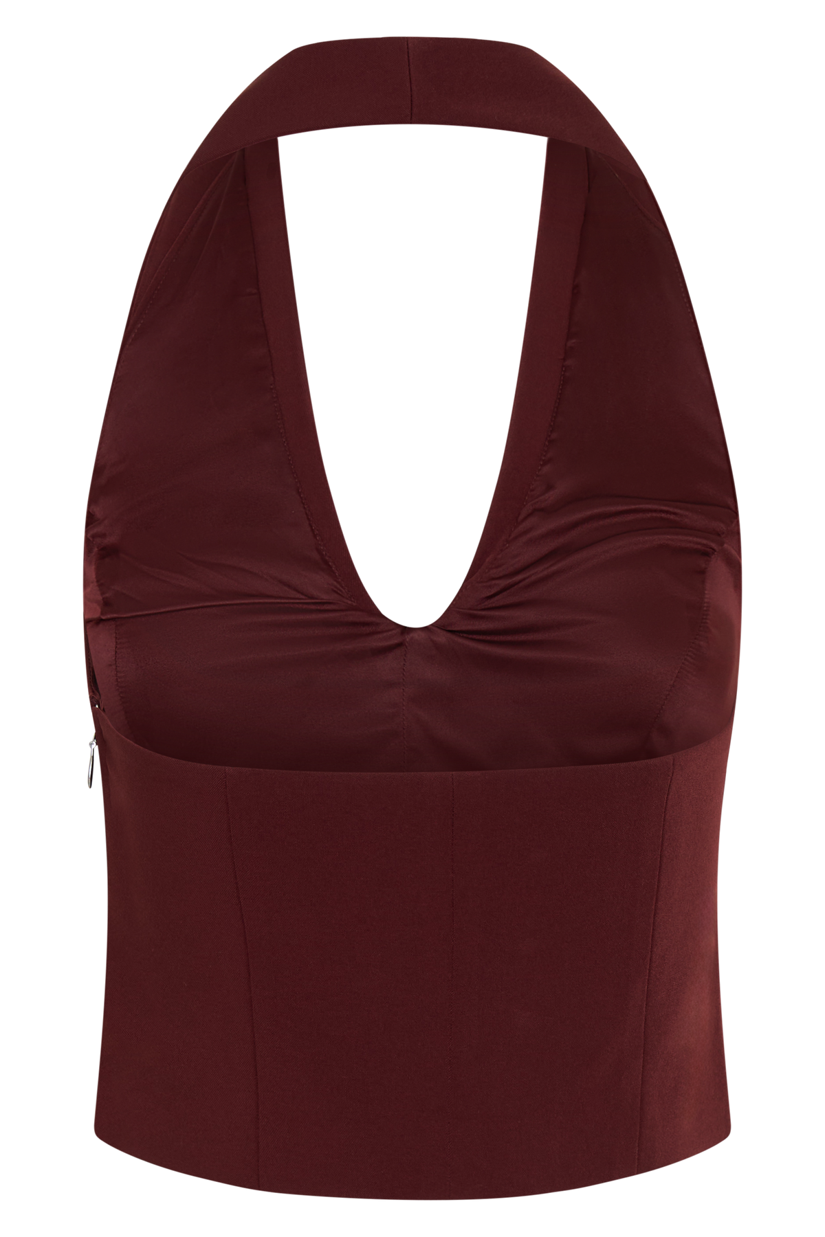 Calla Collared Sleeveless Halter Top - Merlot