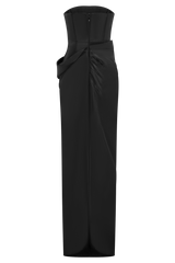 Calliope Strapless Organza Maxi Dress - Black