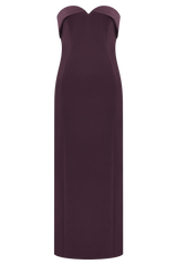 Cary Folded Strapless Crepe Midi Dress - Wine