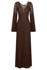 Chelsea Lurex Crochet Maxi Dress - Bronze