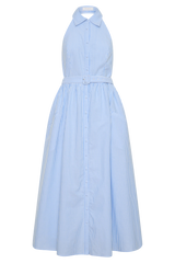 Cindy Collared Midi Dress - Blue Pinstripe