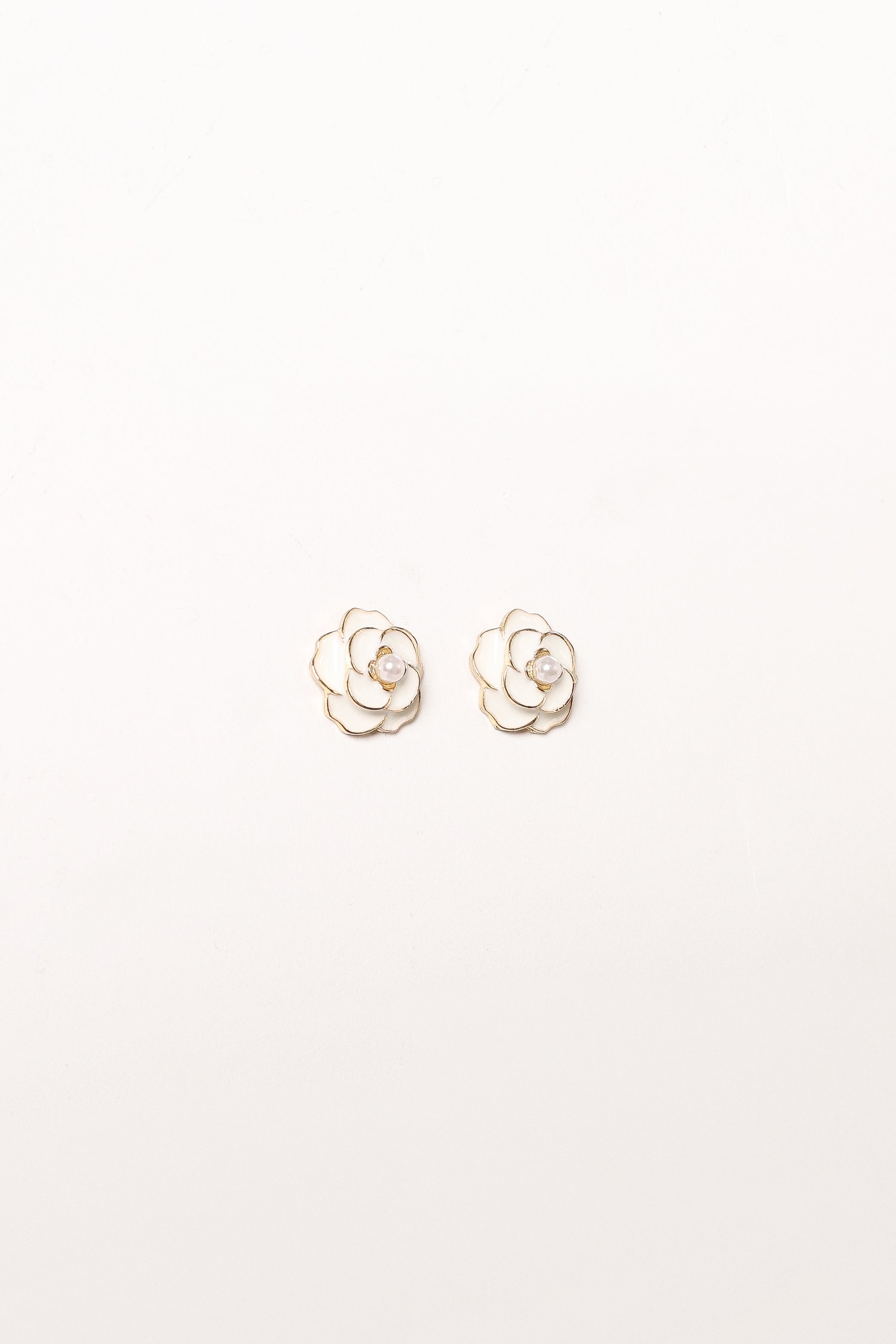 Reina Flower Earrings - Gold White