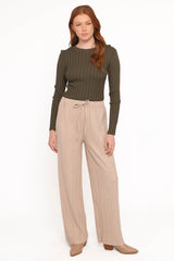 Davis Pleated Knit Pant - Beige