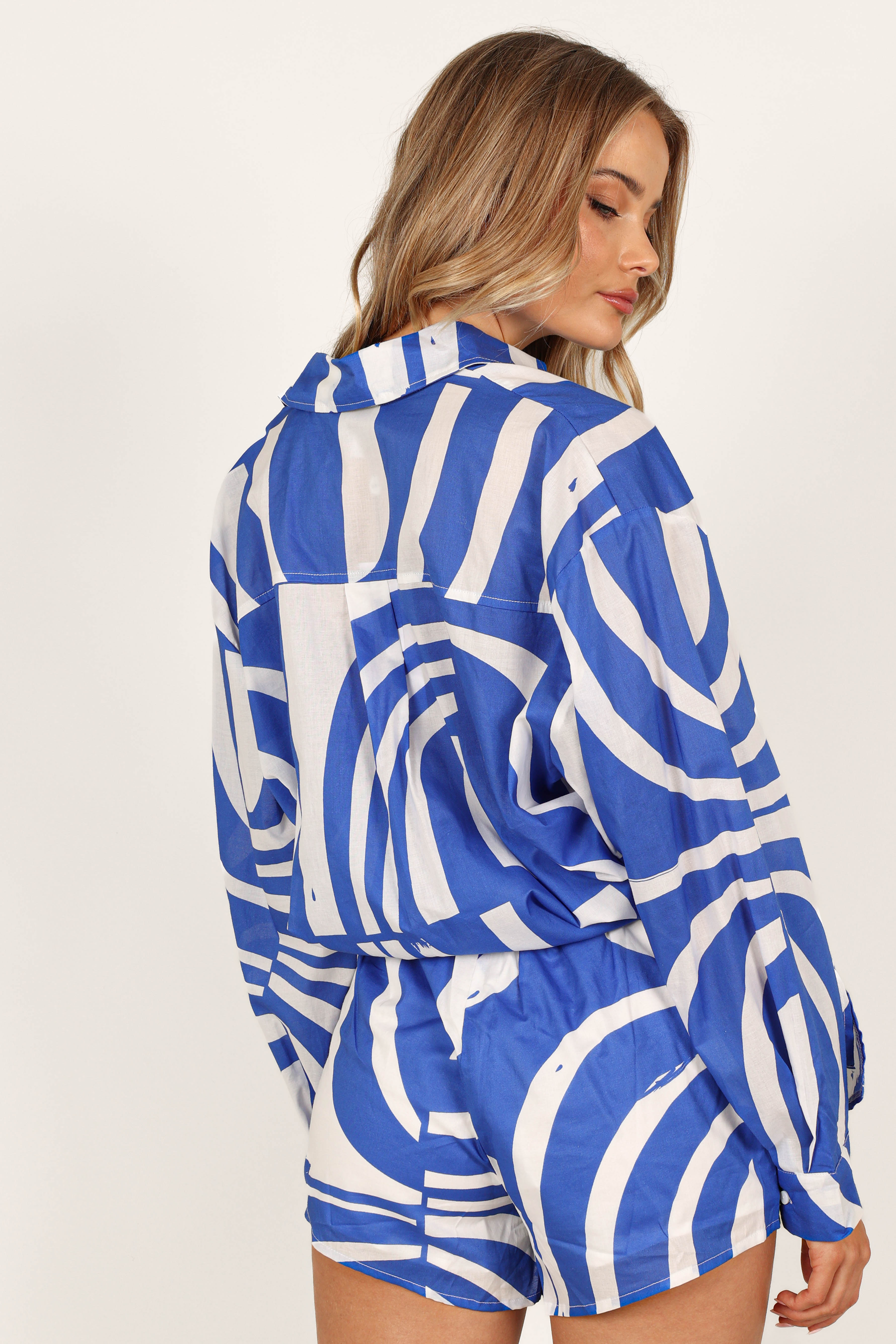 Heather Cotton Short - Blue Print
