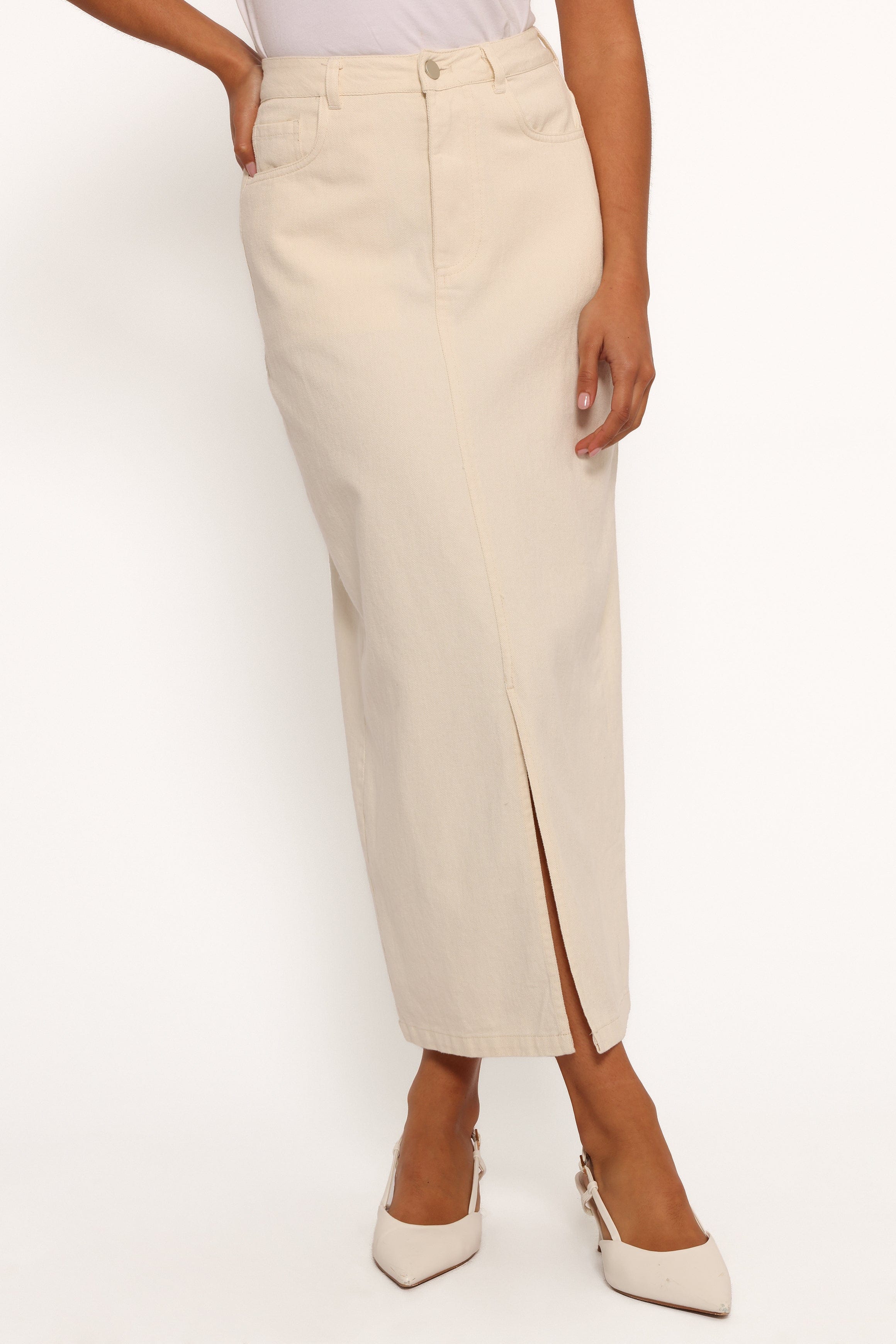Kellen Corduroy Midi SKirt - Cream