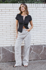 Leila Printed Wide Leg Jean - Leopard