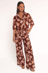 Samira Wide Leg Pant - Orange Floral