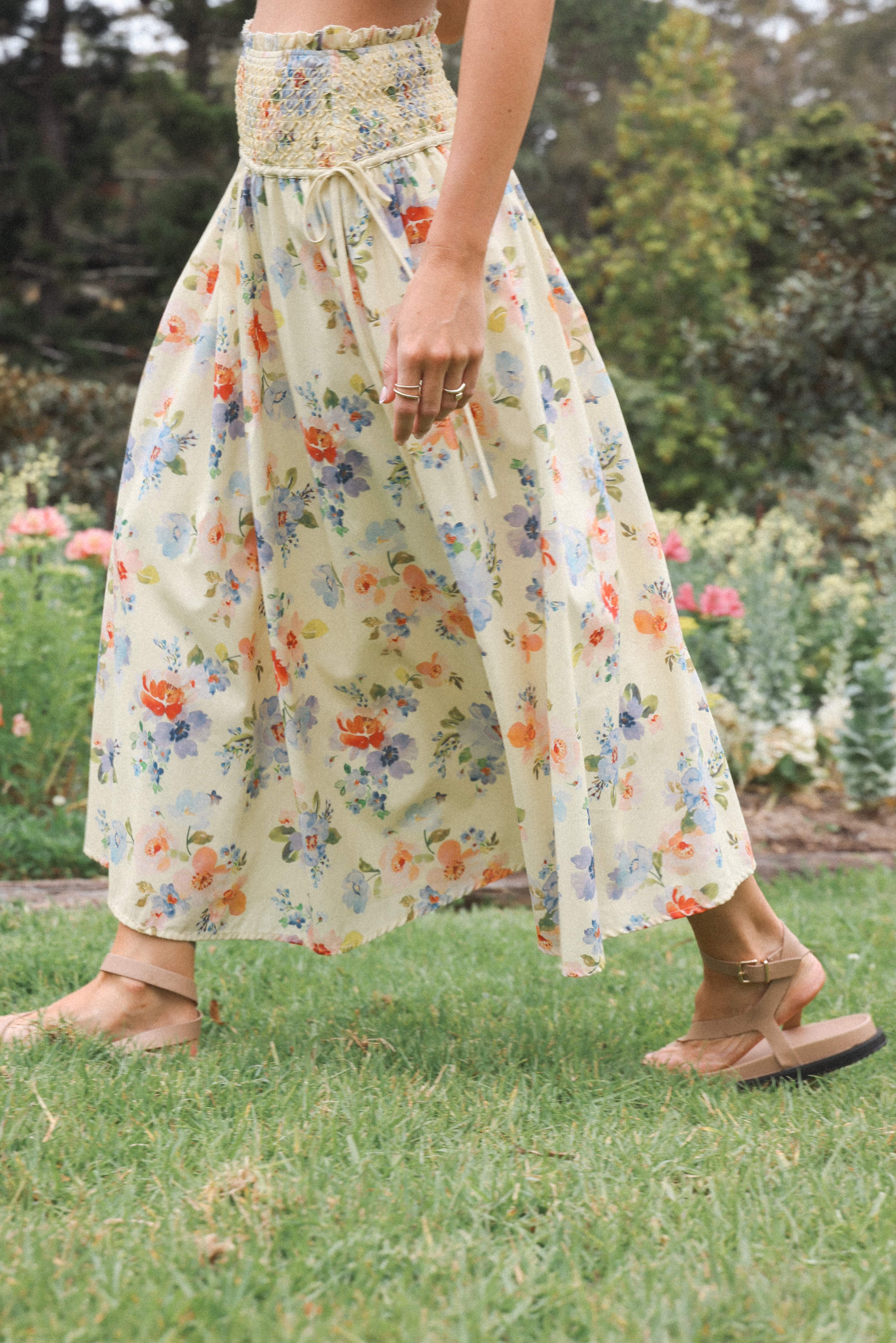Saskia Maxi Skirt - Lemon Floral