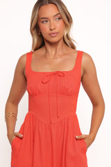 Kinslee Midi Dress - Coral
