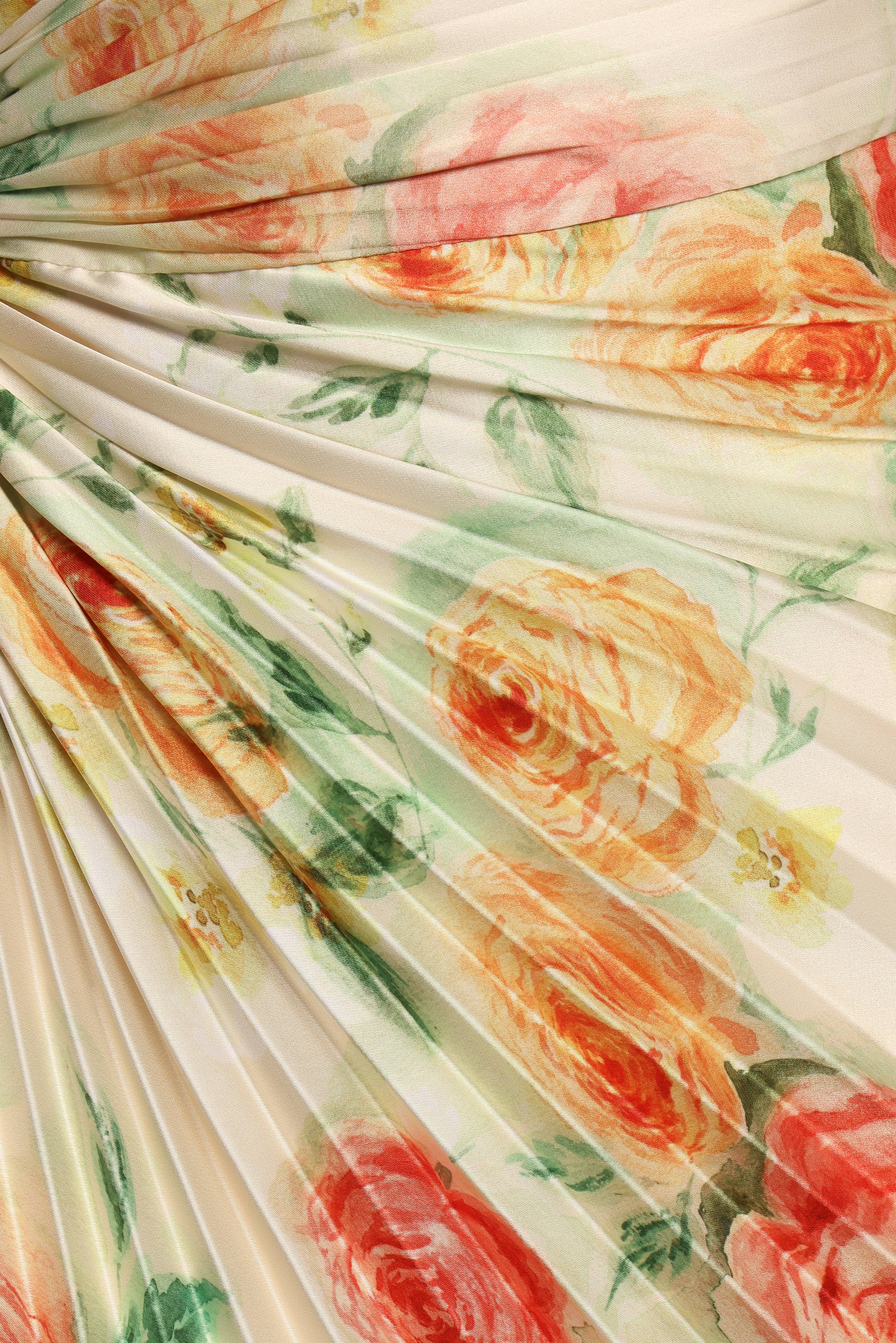 Kleo One Shoulder Maxi Dress - Yellow Floral