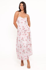 Lelia Halterneck Midi Dress - Pink Floral