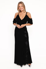 Micah Off Shoulder Velvet Maxi Dress - Black