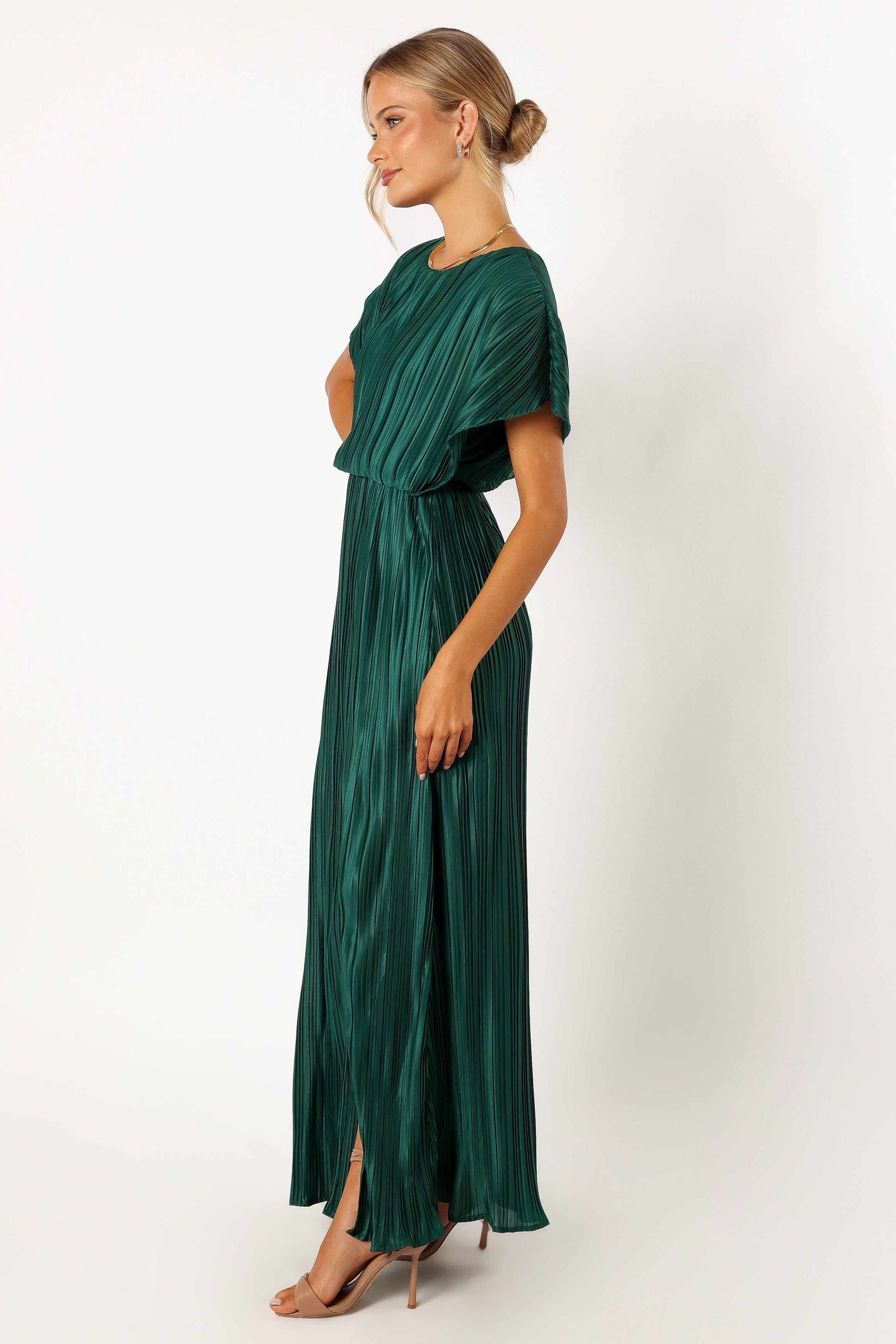 Neville Pleated Maxi Dress - Teal Green