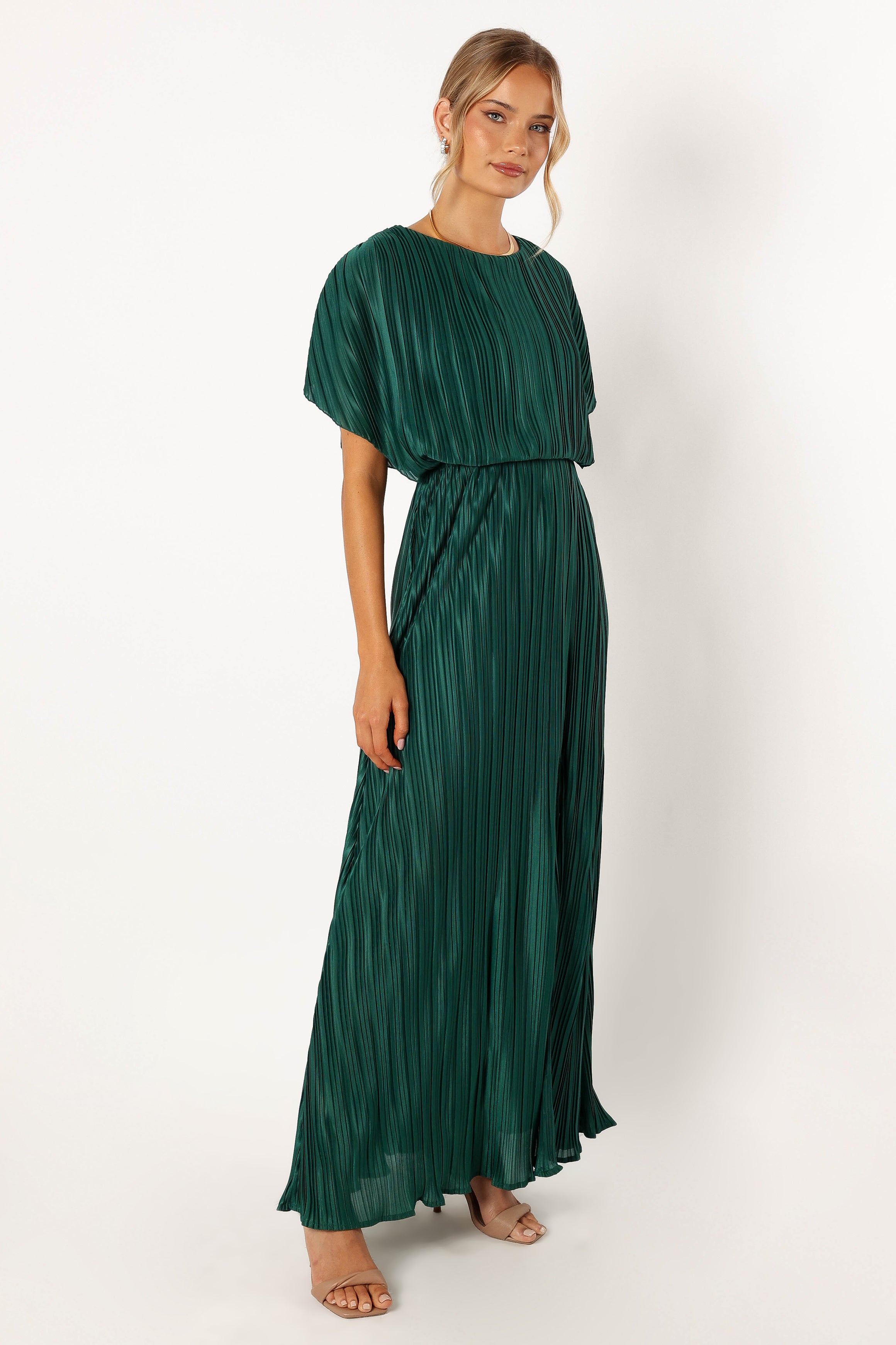 Neville Pleated Maxi Dress - Teal Green