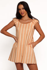 Pammy Mini Dress - Terracotta Stripe
