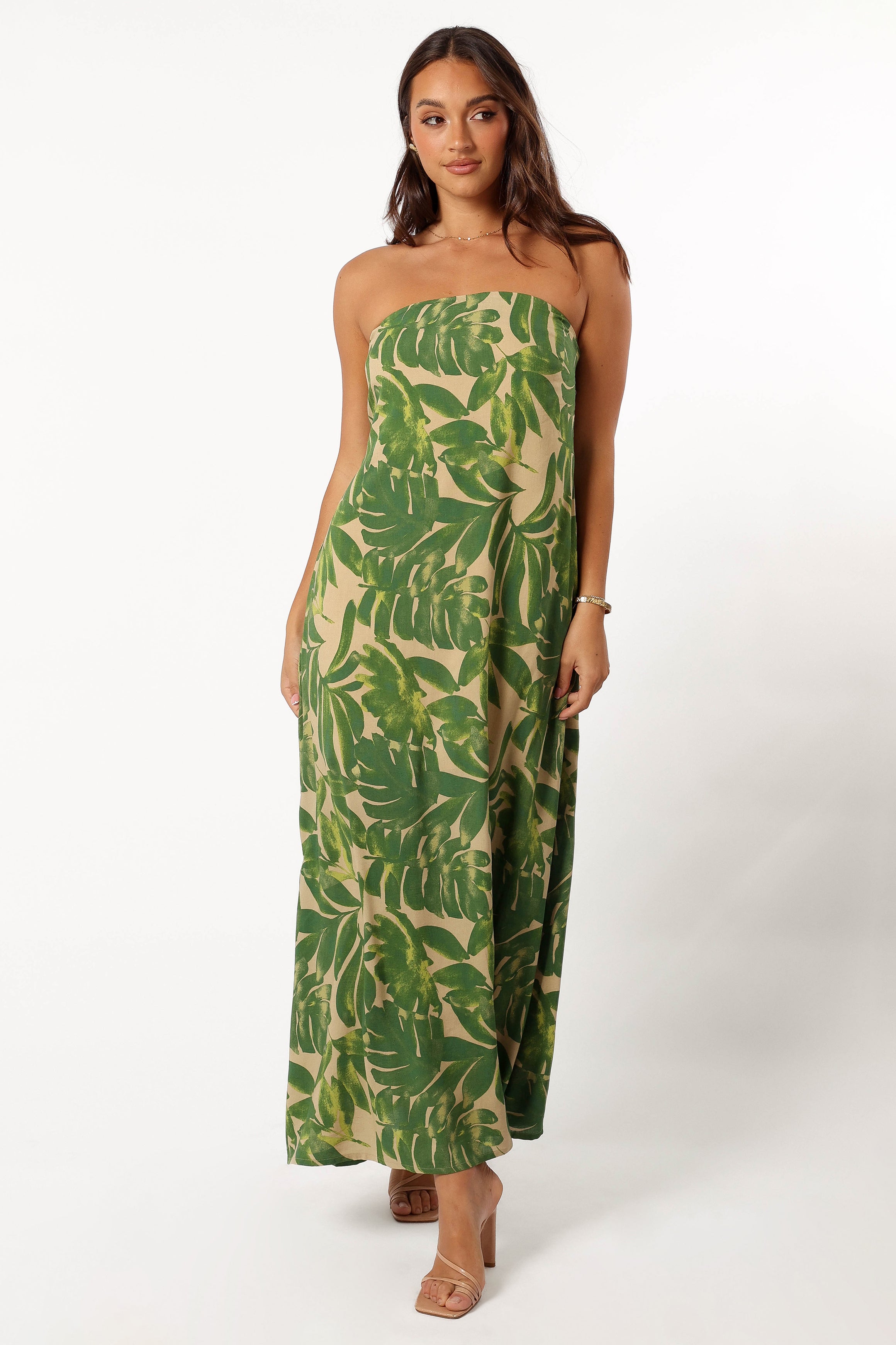 Penny Strapless Midi Dress - Ibiza Palm