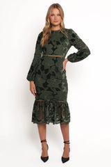 Pierre Long Sleeve Maxi Dress - Deep Velvet Green