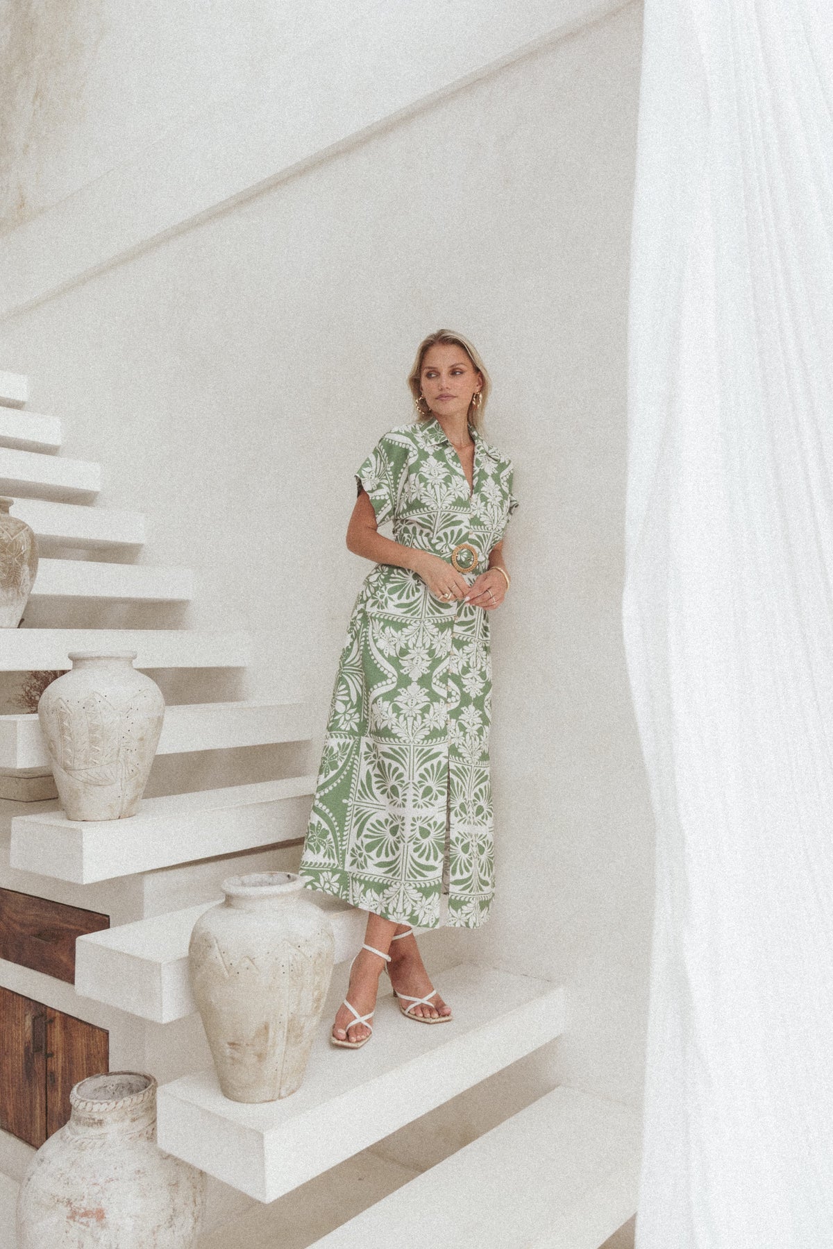 Preston Midi Dress - Green Floral