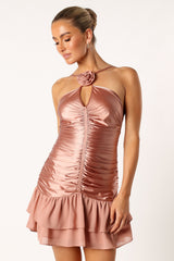 Reeve Halterneck Mini Dress - Rose