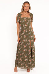 Renita Maxi Dress - Olive Floral