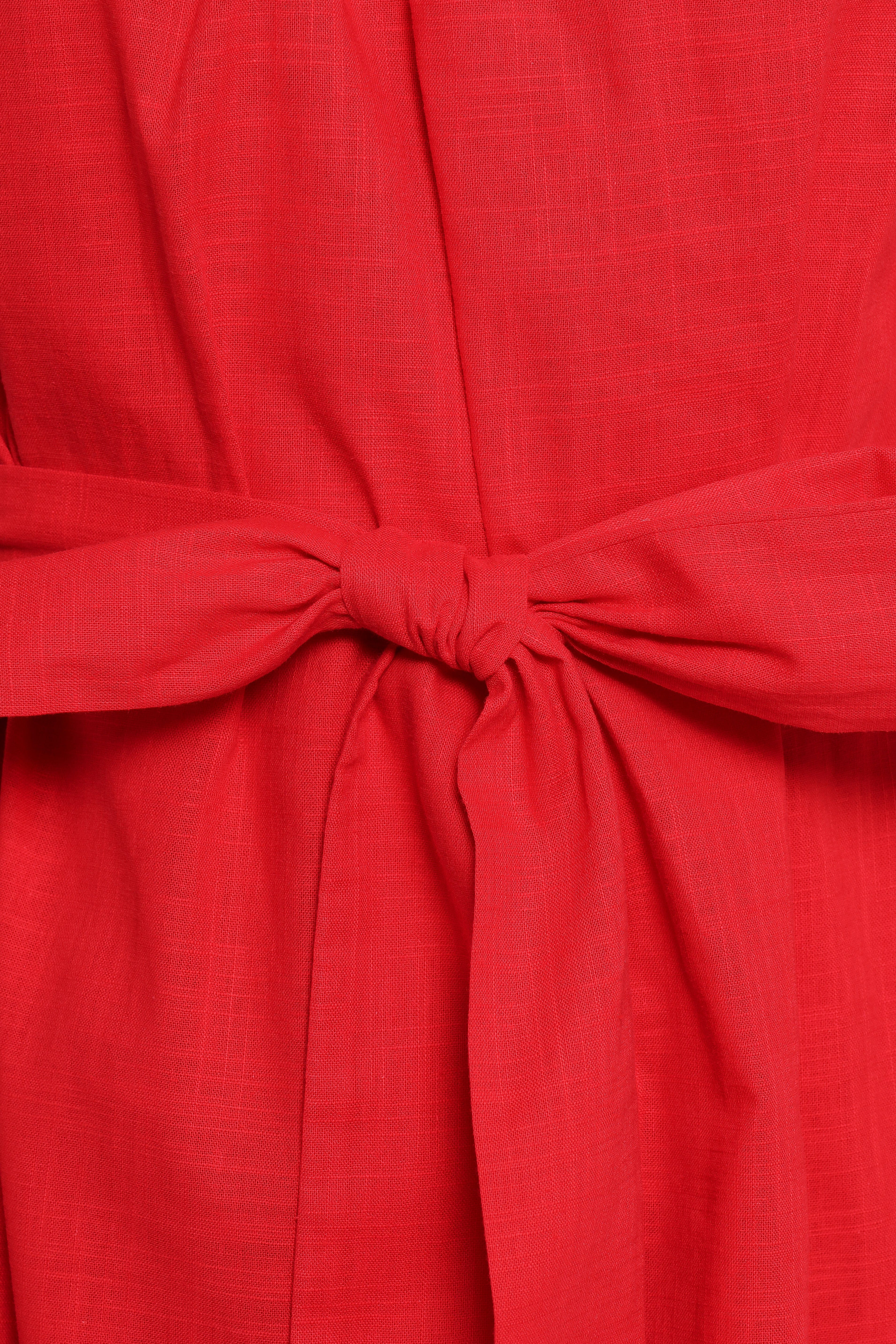 Roma One Shoulder Midi Dress - Red