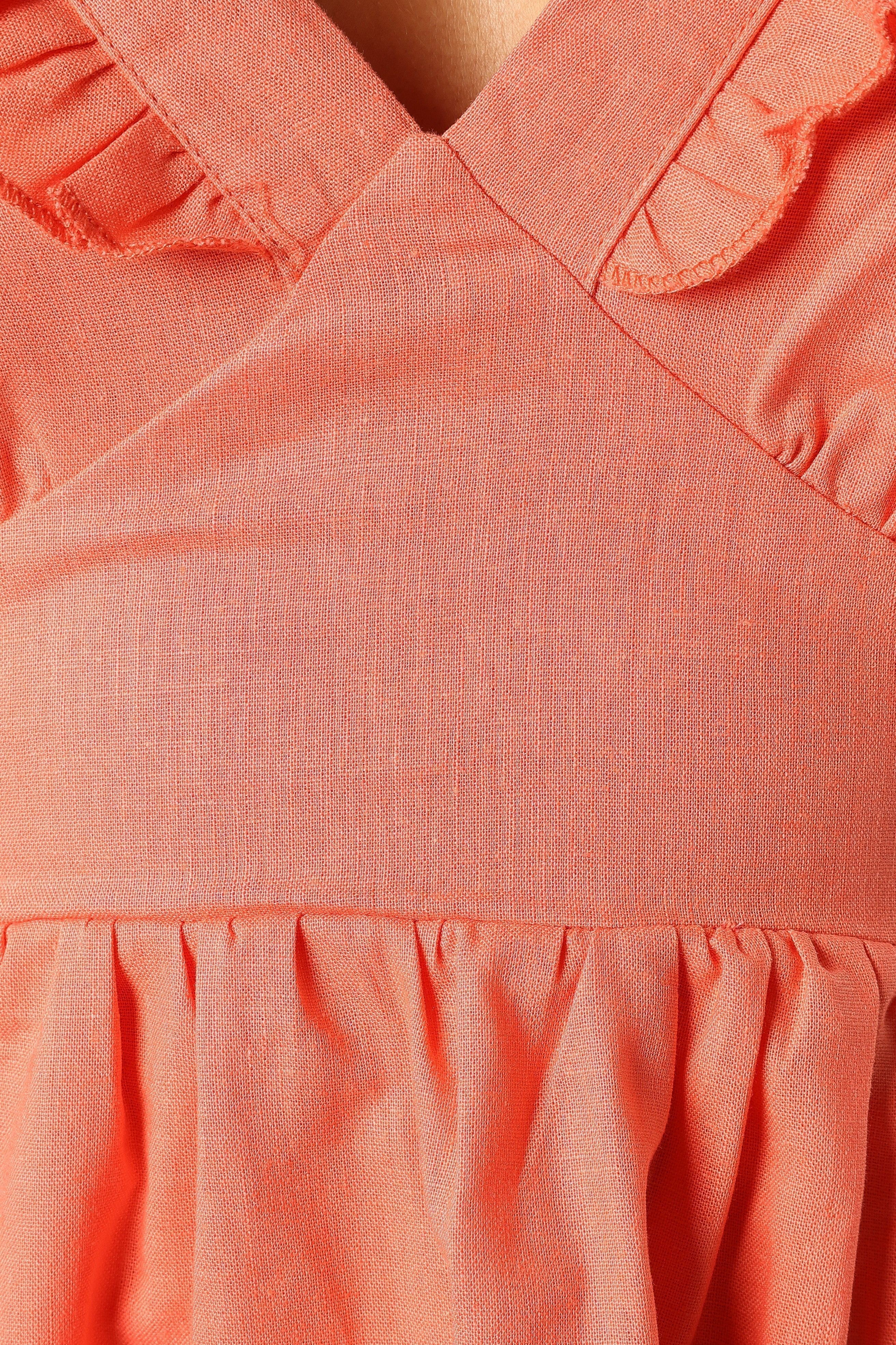 Rowan Frill Mini Dress - Coral