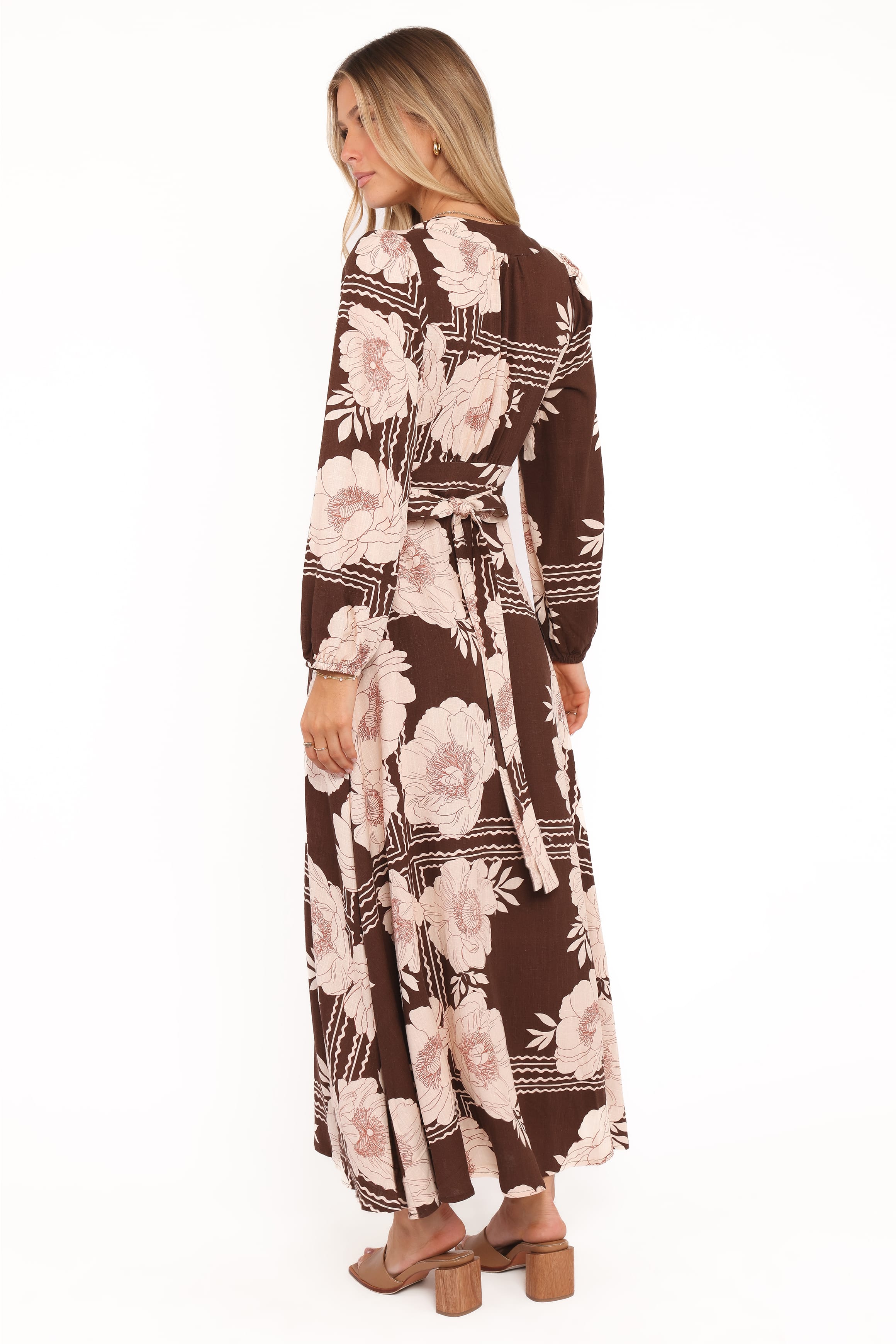 Safia Midi Dress - Brown Floral