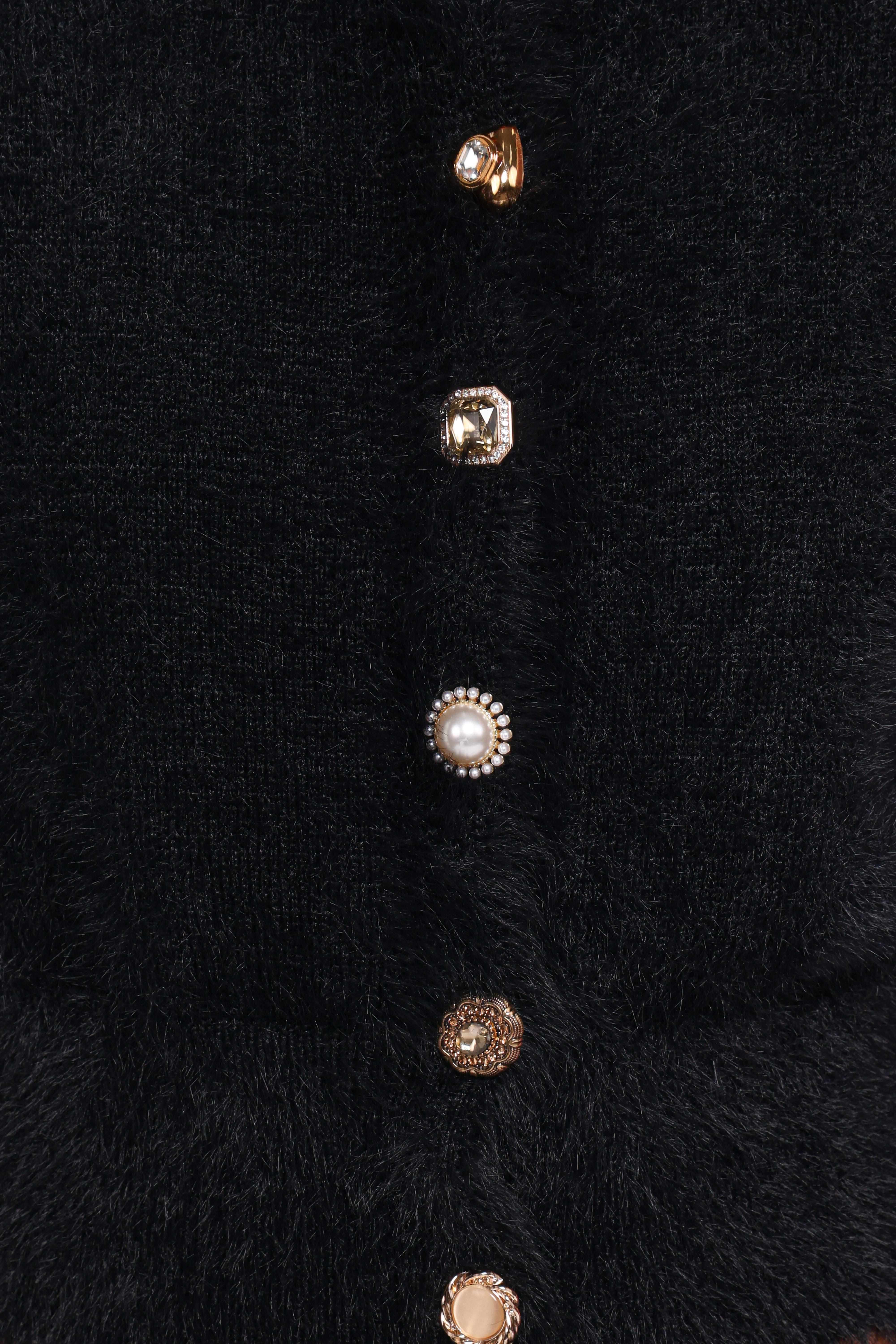 Jintie Vintage Button Cardigan - Black