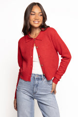 Naya Collar Cardigan - Red