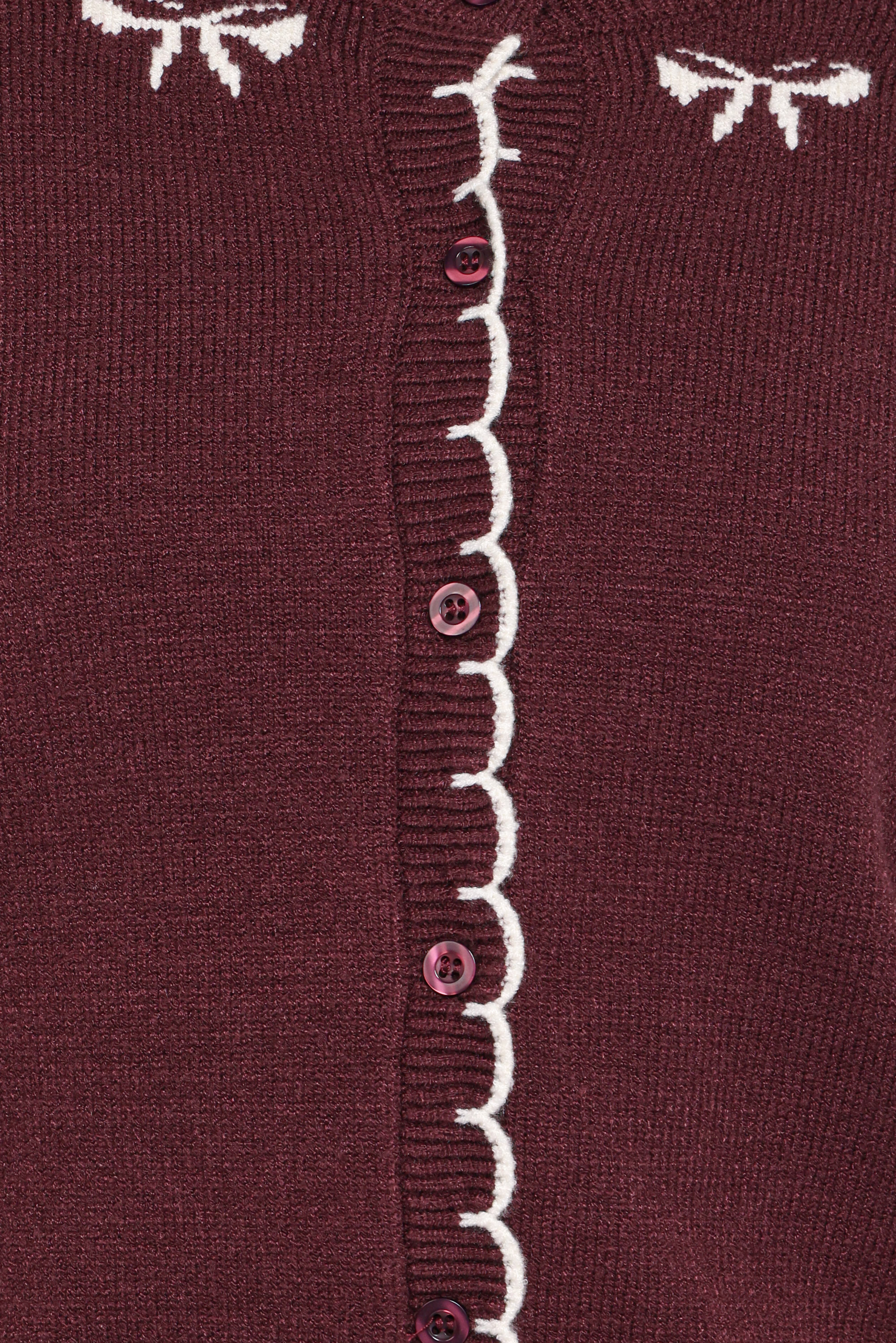Payton Bow Scallop Cardigan - Plum