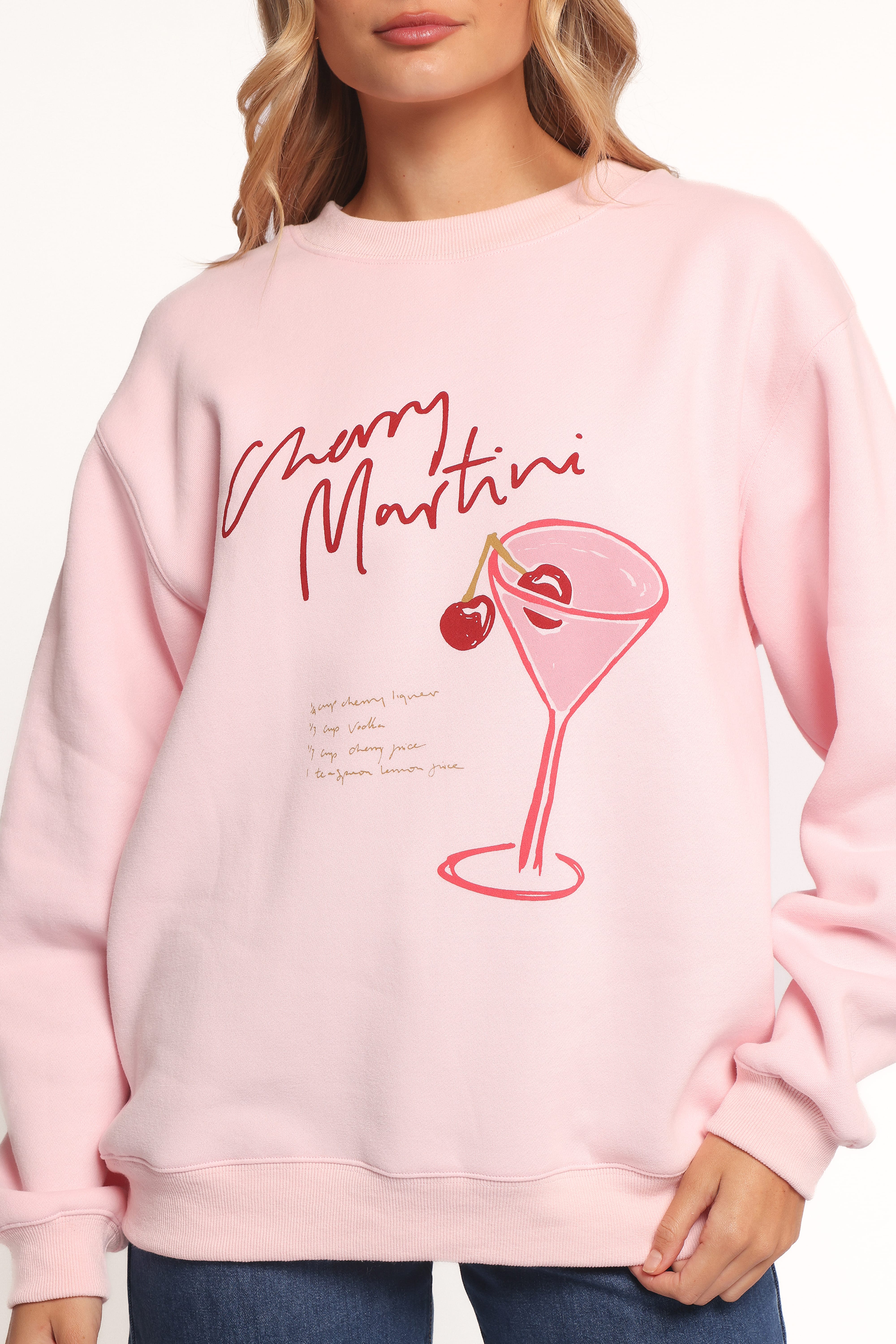 Cherry Martini Graphic Sweatshirt - Pink