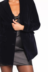 Clive Velvet Blazer - Navy