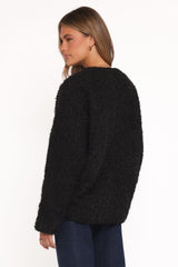 Kimmy Bow Oversized Cardigan - Black