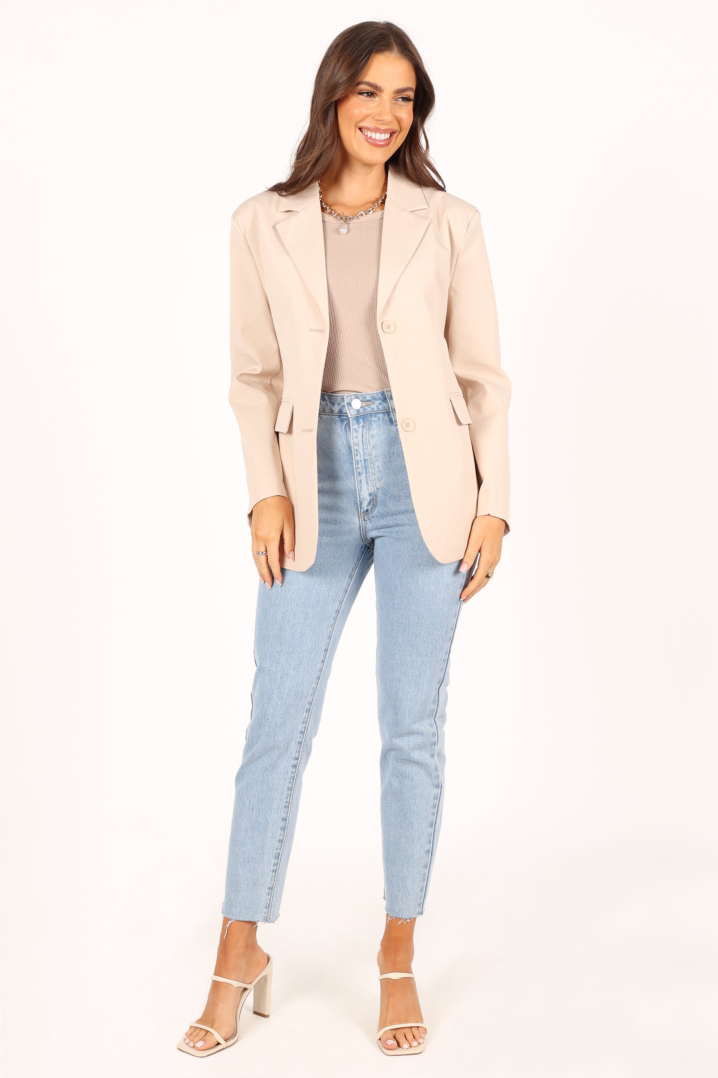 Myla Single Button Blazer - Cream