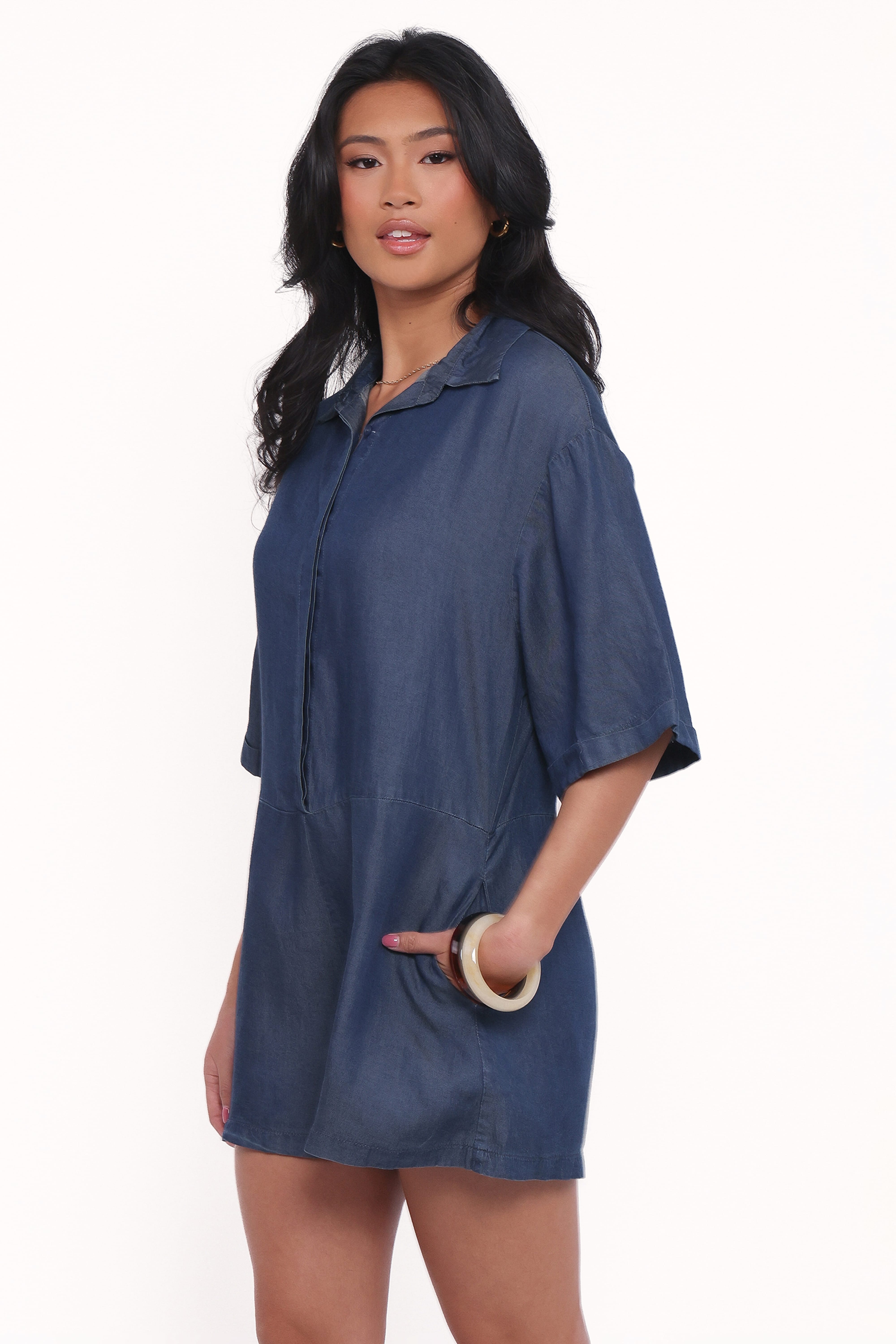 Kiya Denim Romper - Dark Denim