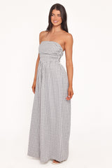 Paige Strapless Jumpsuit - Black White Gingham