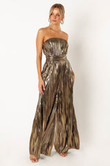 Kerry Pleat Jumpsuit - Gold