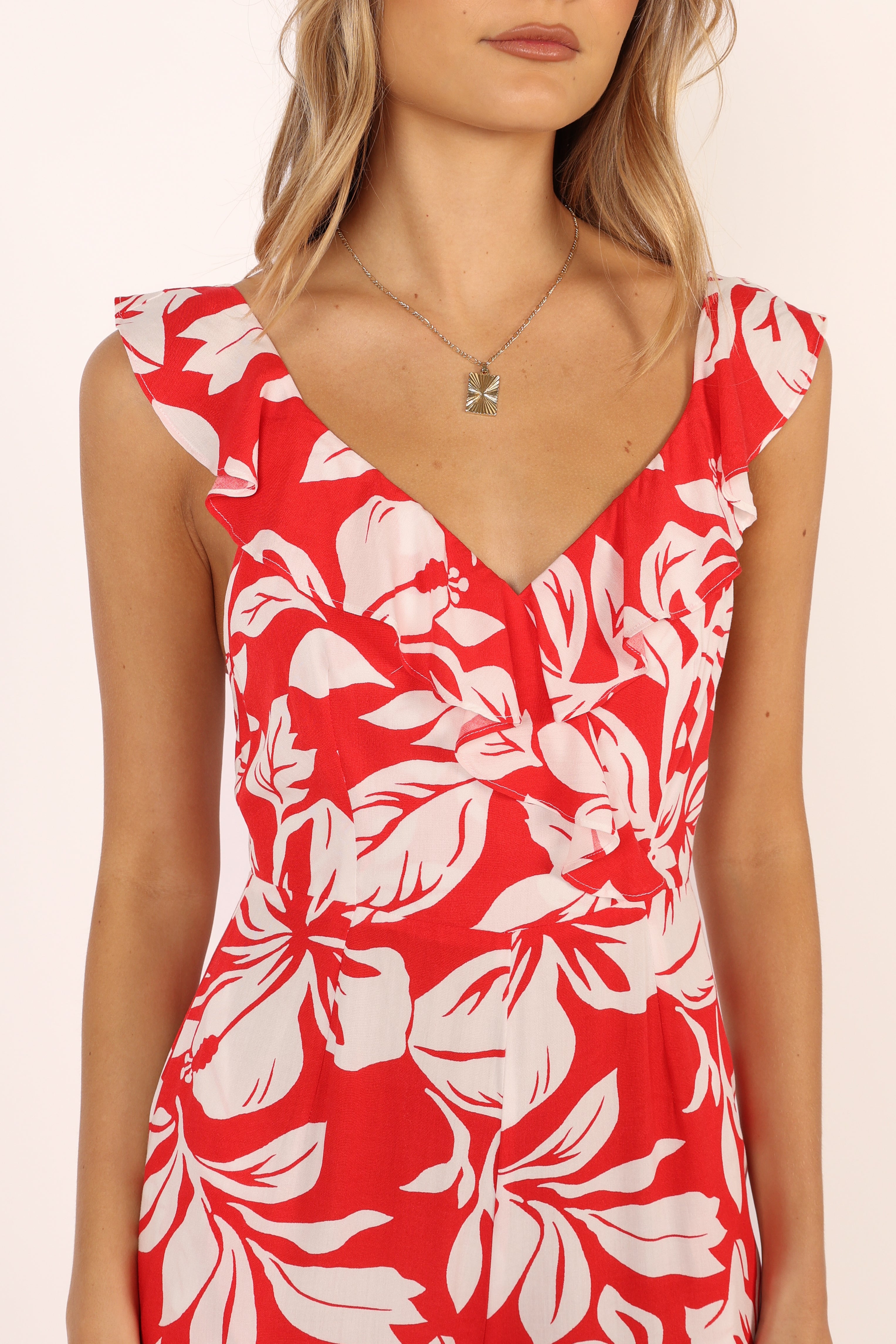 Parker Frill Jumpsuit - Red