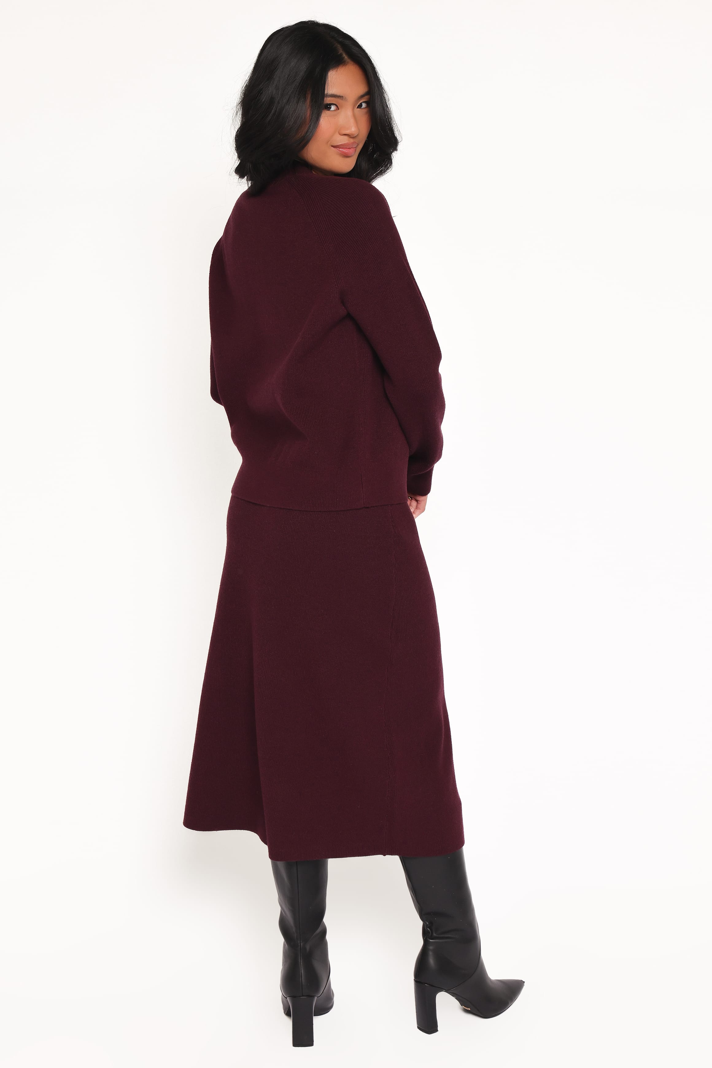 Bridget Maxi Skirt Sweater Set - Maroon