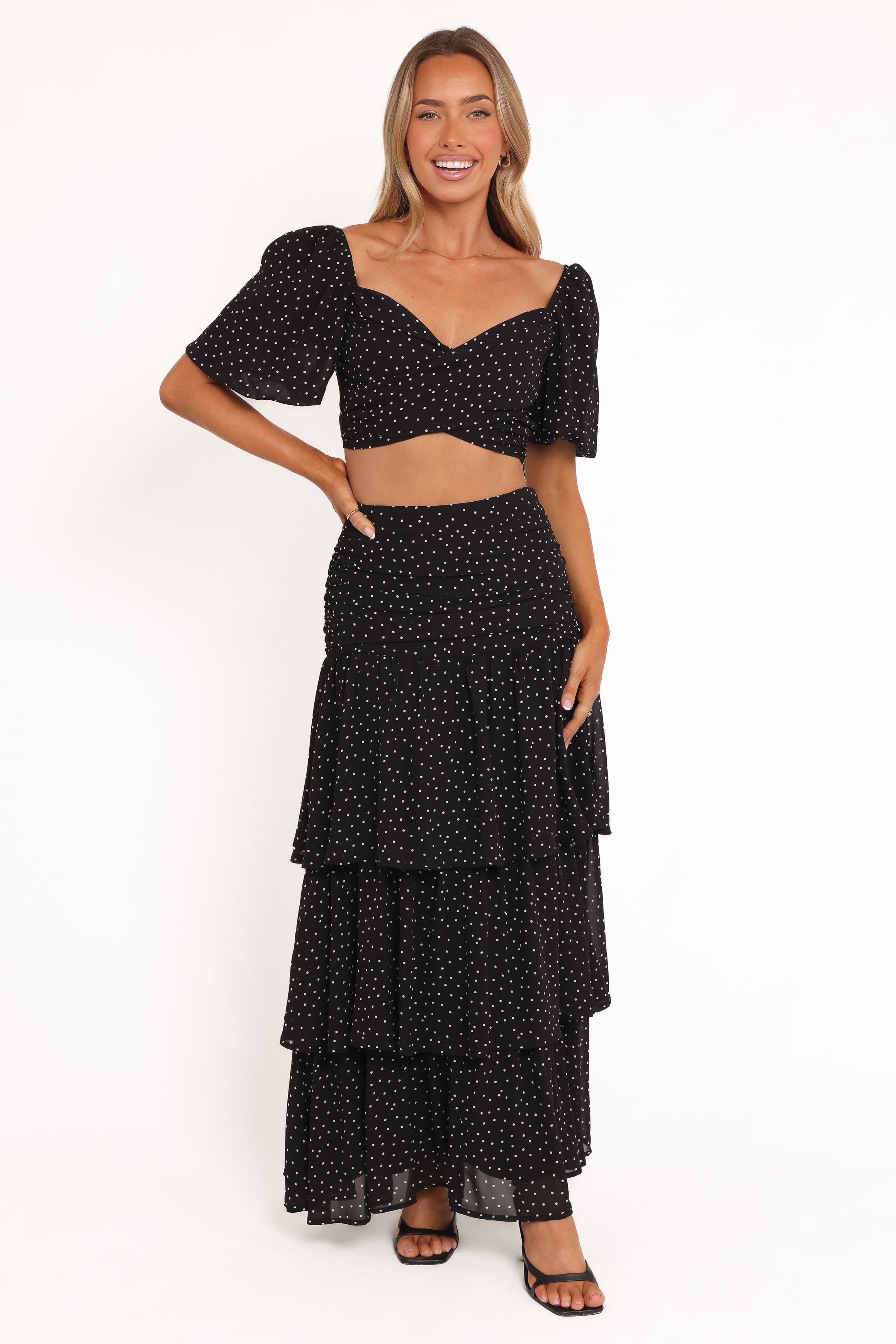 Selina Skirt Set - Black Polka Dot