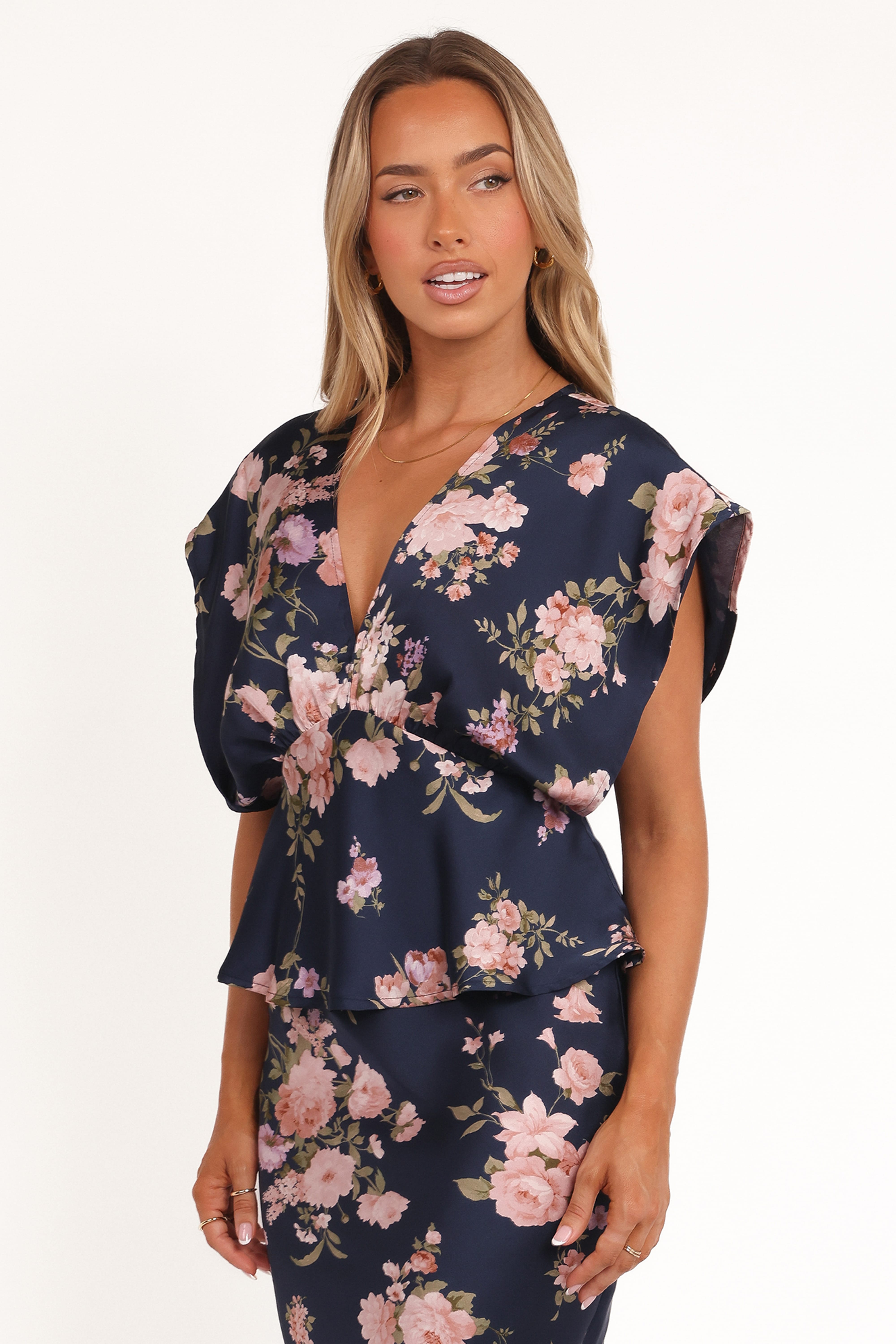 Ricki Top - Navy Floral