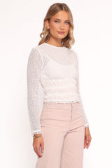 Riven Shirred Top - White