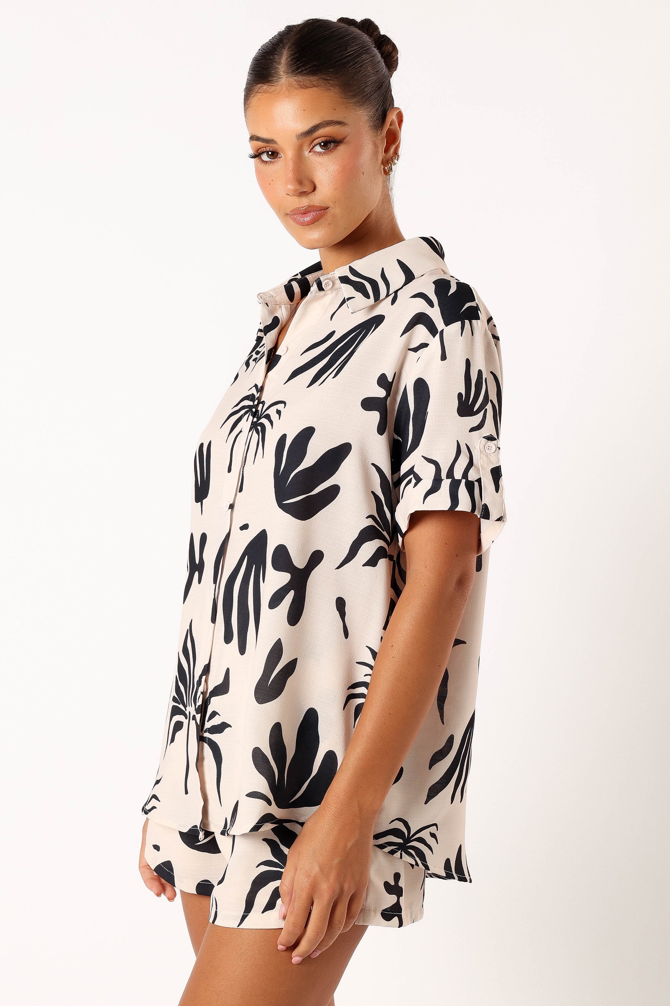 Sawyer Short Sleeve Shirt - Beige Black
